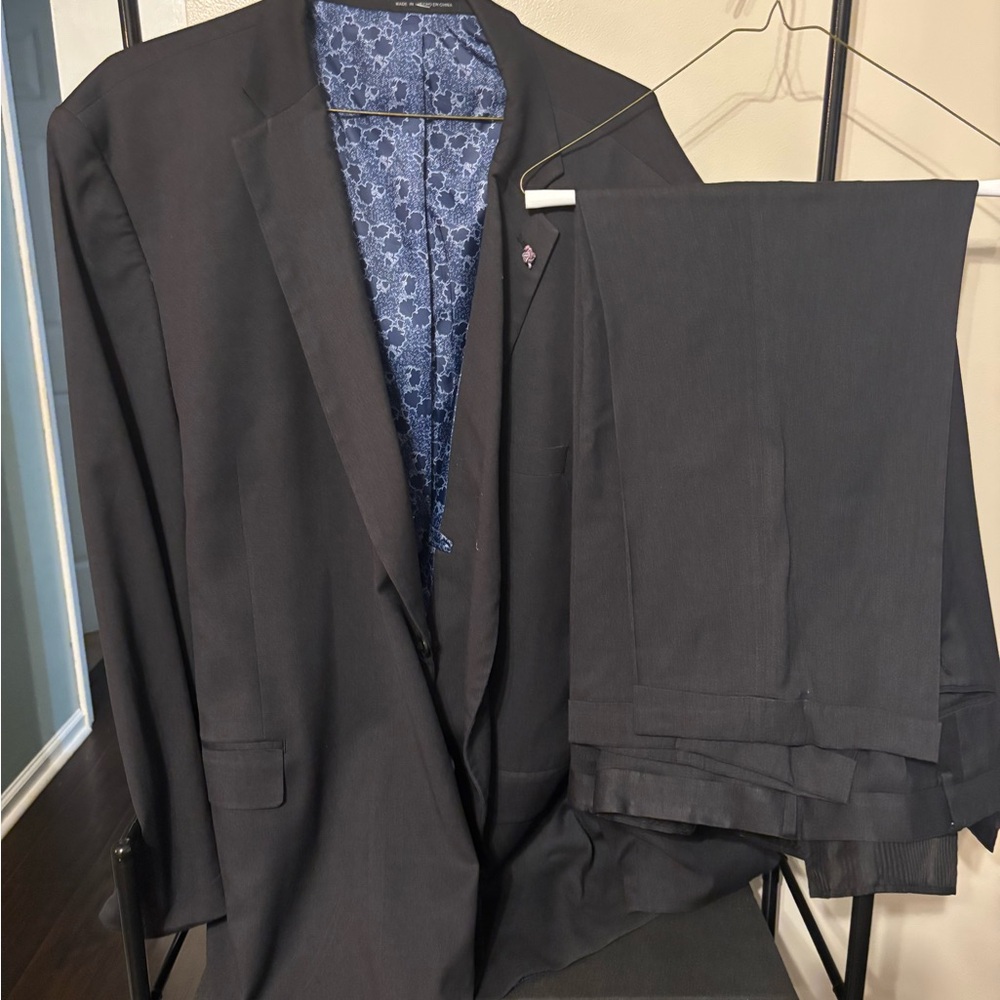 Men's Black Suit with Blue Lining
